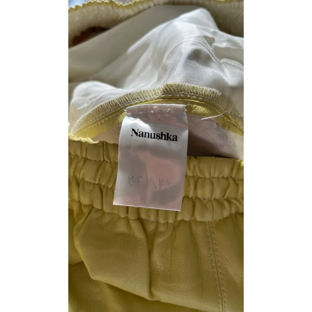 NANUSHKA YELLOW VEGAN LEATHER ELASTIC WAIST SHORTS M - Picture 7 of 8